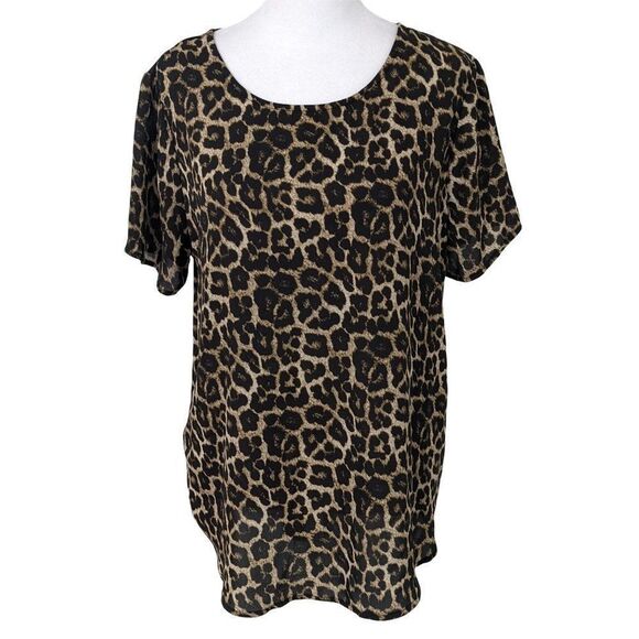 Chelsea & Theodore Leopard Print Blouse Size Medium Leopard Print Top - Picture 1 of 6
